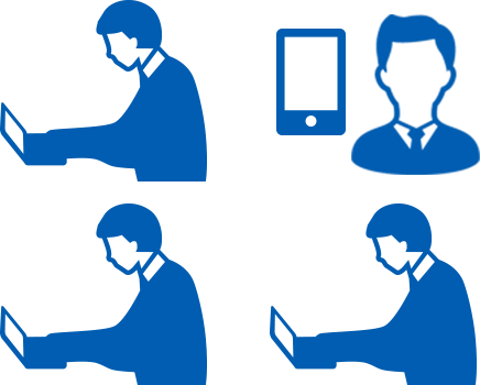複數操作電腦的員工及使用智慧型手機的人員