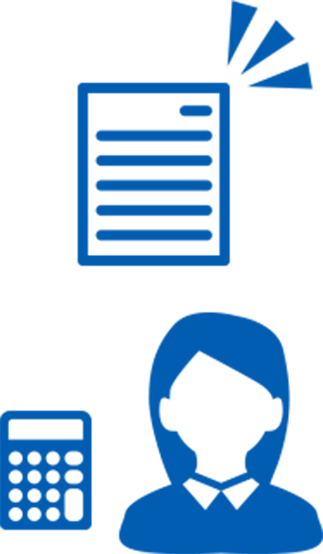 計算機、文件及人頭圖案